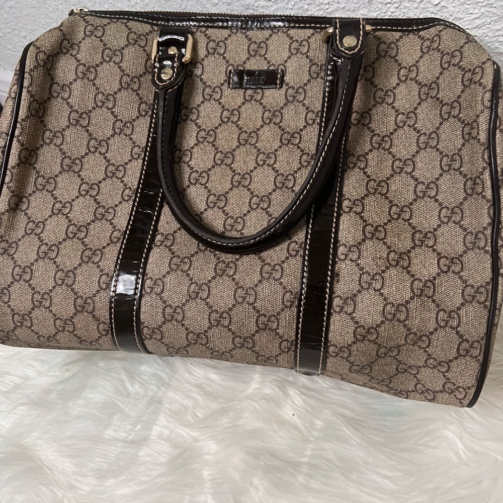 Gucci Beige/Brown GG Supreme Canvas Leather Bag